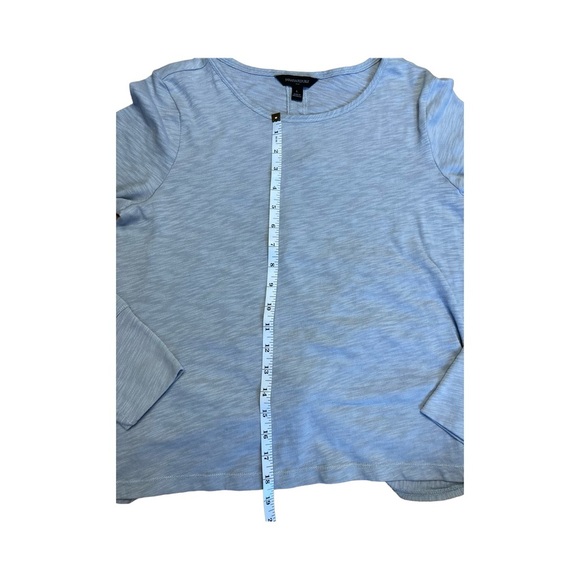 Banana Republic Gray Long Sleeve Tee with Keyhole & Bunching - Size Large - Picture 9 of 12